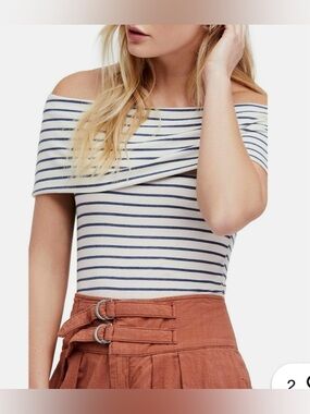 Free People Striped Off the Shoulder Top